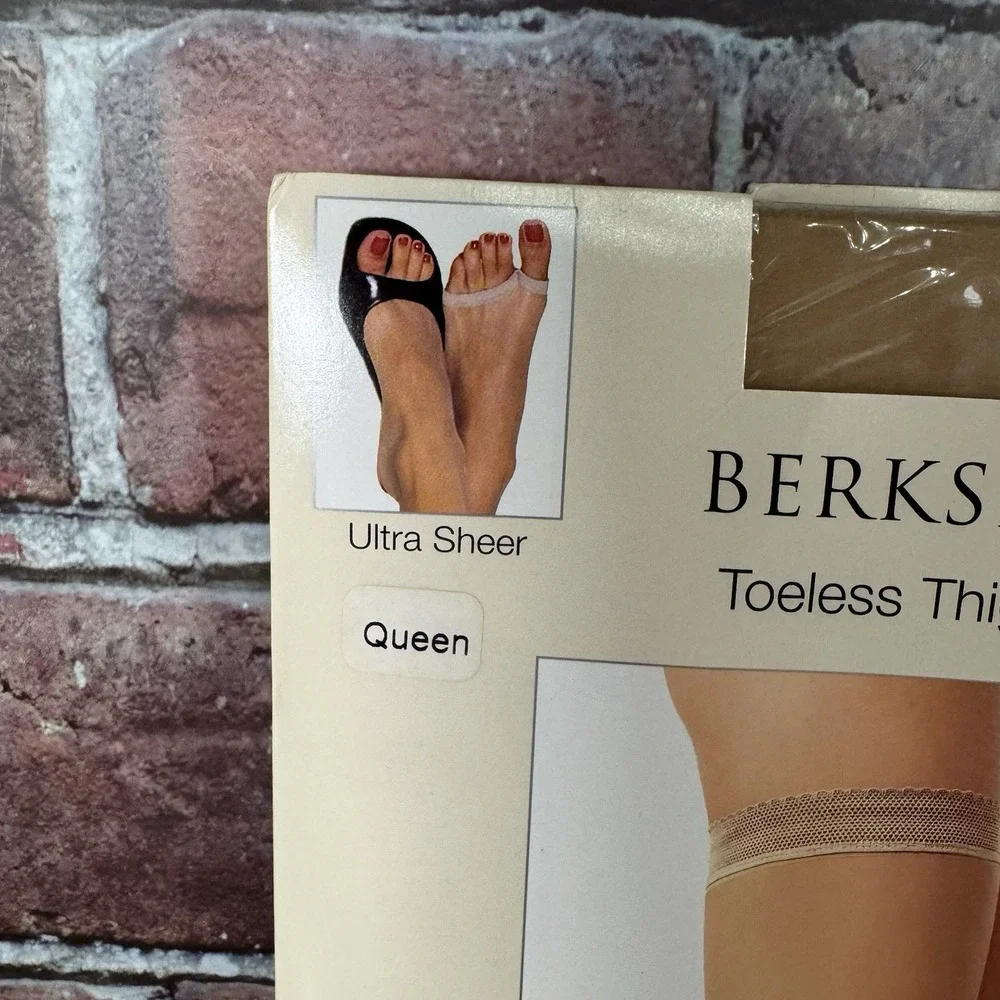 3 Pair Vintage Berkshire Toeless Thigh Highs Queen 1 Nude Ultra Sheer‎ 2008 Lot